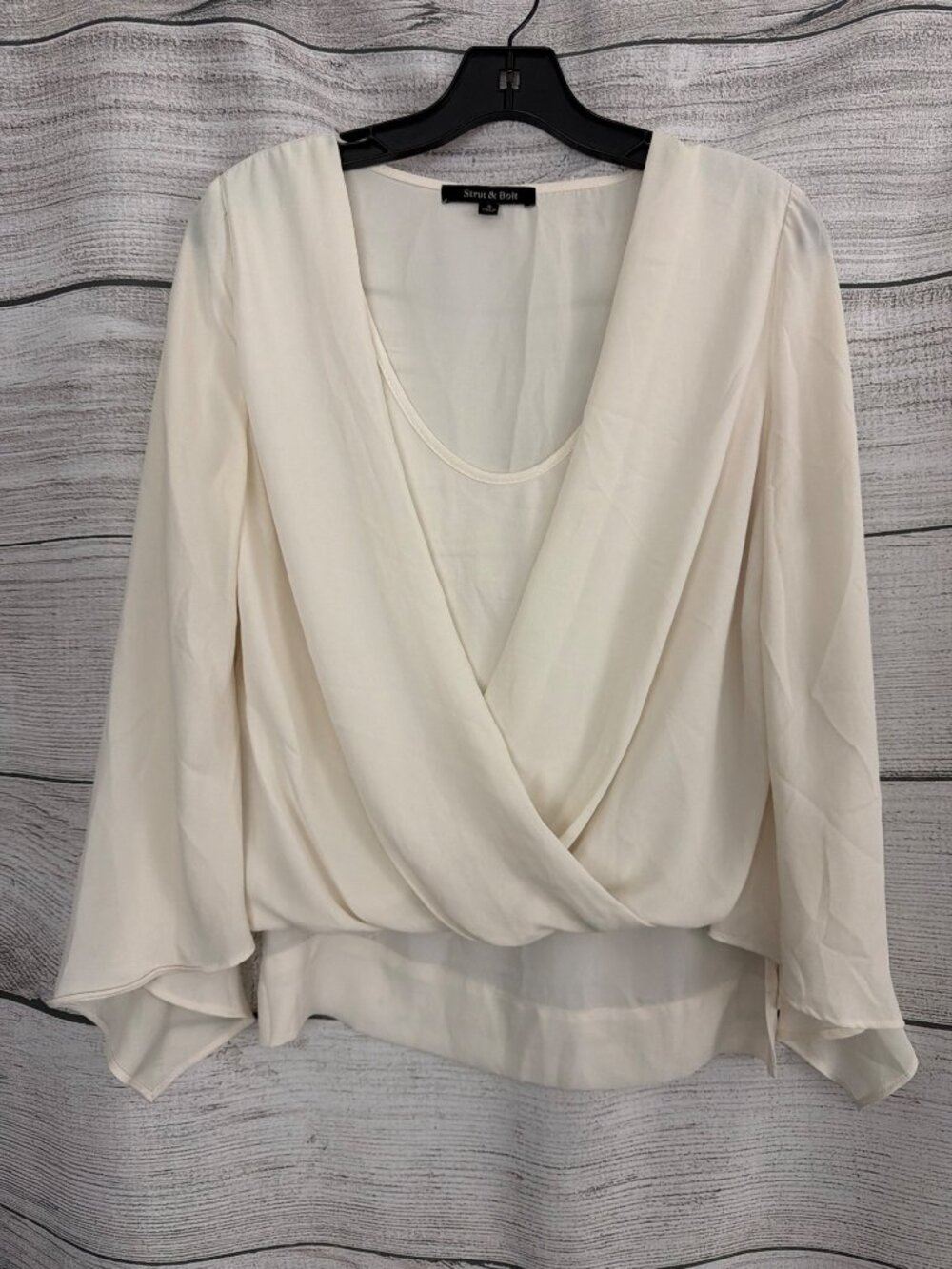 Strut & Bolt Cream Long Sleeve Wrap Blouse Size S
